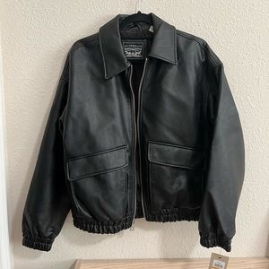 Levis Faux Leather Dad Bomber Jacket (Black)
